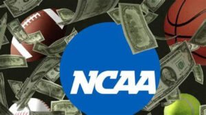 NCAA, football, basketball, baseball, tennis ball and money